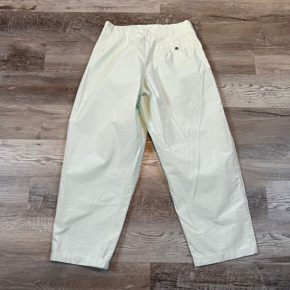 YMC Pleated Cotton Trousers Pale Green High Rise Wide Leg Pants L - Picture 4 of 10